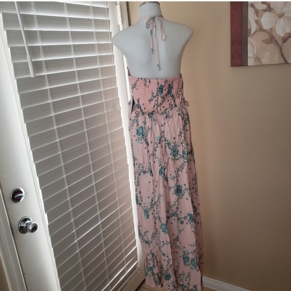 Eloquii Smocked Bodice Halter Floral Print Maxi Dress 14 NWT - Picture 7 of 13